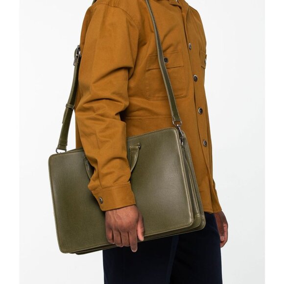 Matt & Nat David Vintage Vegan Leather Olive Green Laptop Bag Briefcase Tote - Picture 3 of 7